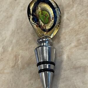 Gold Murano glass wine stopper Italy